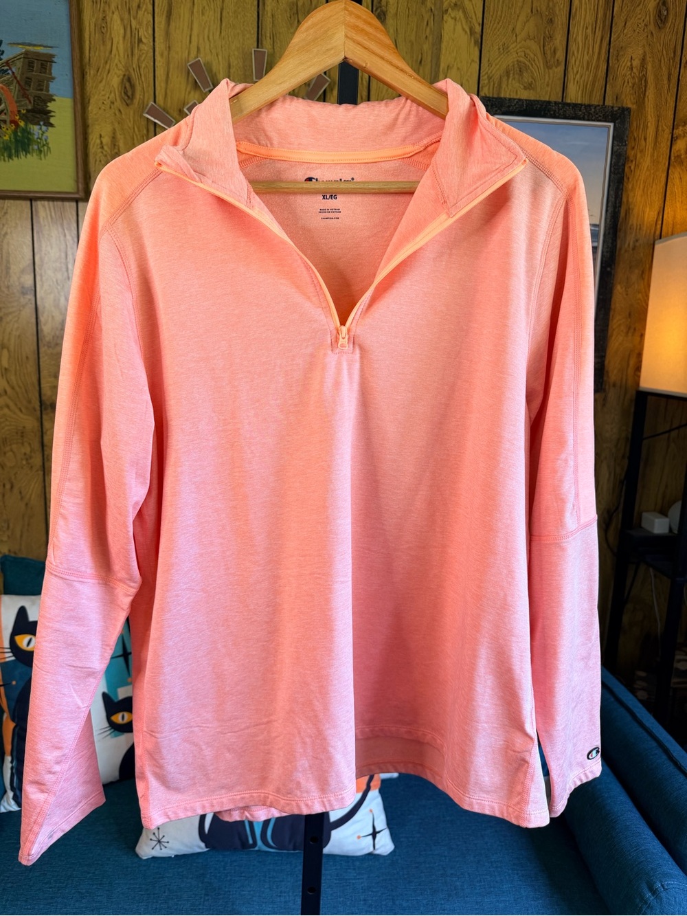 Champion Heather Coral Peachy Pink Half-Zip Athletic Pullover
